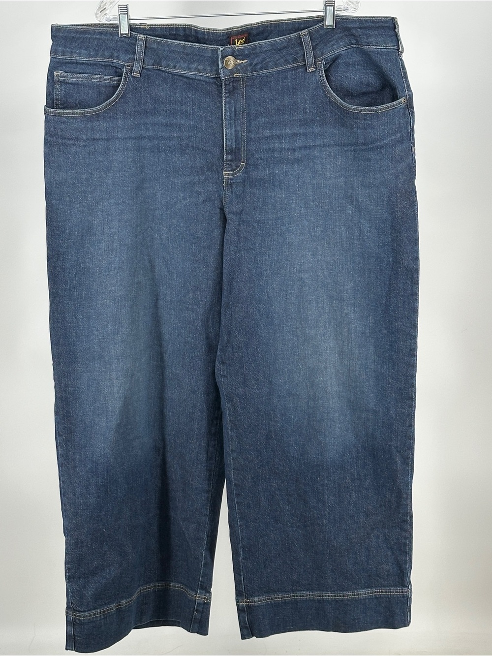 Lee 24W Petite Women’s Wide-Leg Jeans - Dark Blue Denim Stretchy